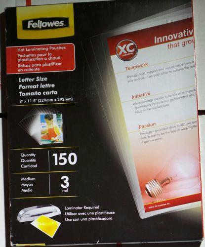 Fellowes Hot Laminating Pouches 3mil 150 Pack CRC52005 Letter 9&#034; x 11.5&#034; New