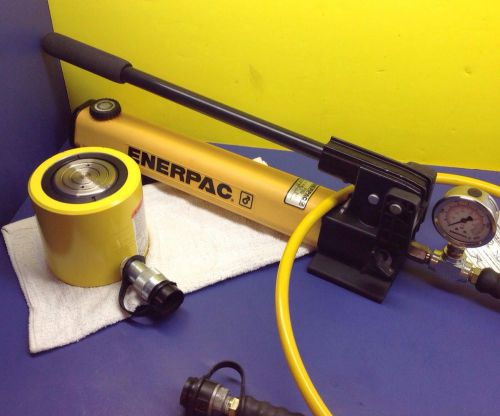 Enerpac rcs-502  &amp; p392 hydraulic cylinder set 50 ton 2&#034; stroke gauge, 2 speed for sale