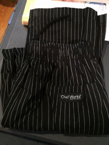 Chef Works Designer Baggy Men&#039;s Chalk Striped Chef Pants Size Medium M NWOT