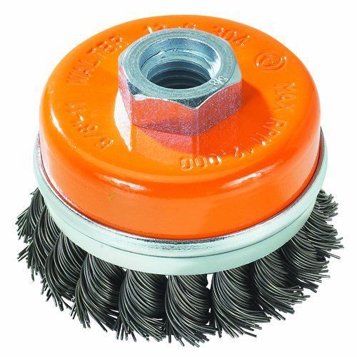 Walter 13G504 Knot Twisted Wire Cup Brush with Ring  Threaded Hole  Carbon Steel