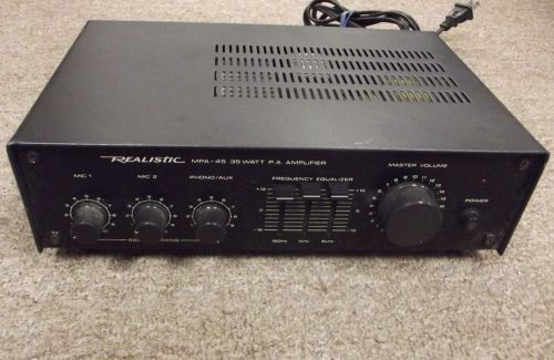 Vintage pa public address amp amplifier realistic mpa-45 70v output 35 watt mic for sale