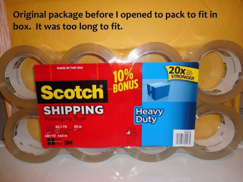 12 ROLLS Scotch Shipping Packing Tape Heavy Duty 3M 60.1 yd ea #3850 10%moreroll