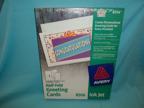 Avery 8316 Ink Jet Half-Fold Greeting 25 Cards &amp; Envelopes 5 1/2&#034; x 8 1/2&#034; NEW