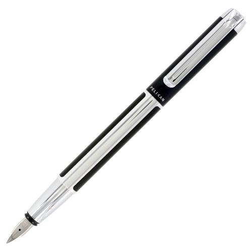 Pelikan Pura P40 Black/Silver Fountain Pen Fine Point