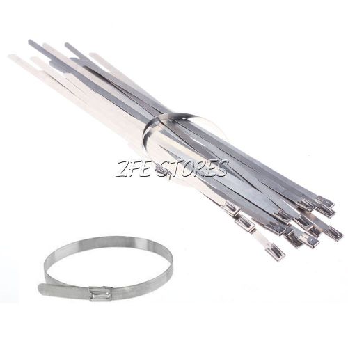 20pcs new 4.6x400mm   stainless steel exhaust wrap coated locking cable zip ties for sale