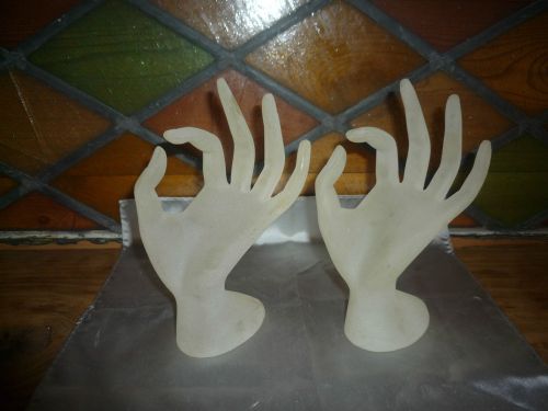 PAIR OF OFF-WHITE FROSTED MANNEQUIN DISPLAY HANDS.