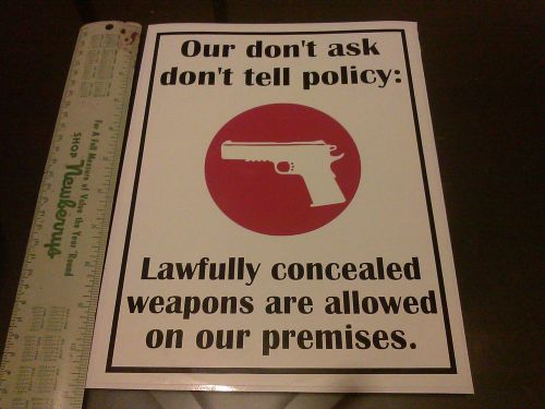 Don&#039;t Ask Don&#039;t Tell - Concealed Weapons Allowed - Window/Door Sign Decal