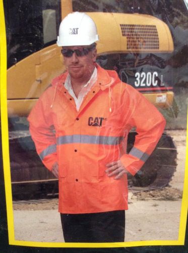 New CAT Caterpillar 35 MIL LINED RAIN JACKET PVC W/ FABRIC LINING   C82