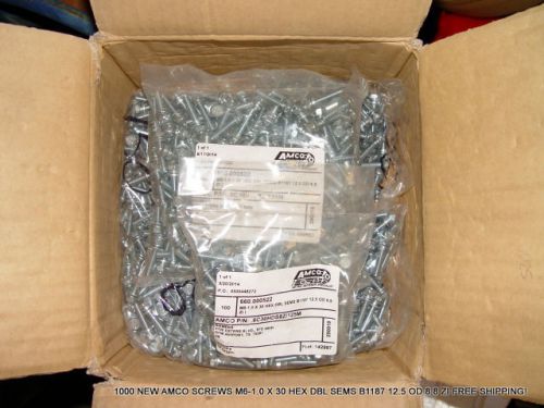 1000 new amco screws m6-1.0 x 30 hex dbl sems b1187 12.5 od 8.8 zi free shipping for sale
