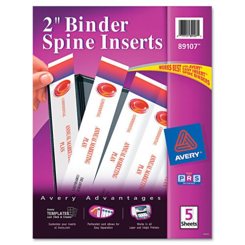 Avery Custom Binder Spine Inserts, 2&#034; Spine Width, 4 Inserts/Sheet, 5 Sheets/PK