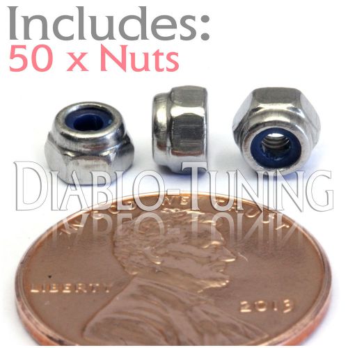 M2.5-0.45 / 2.5mm - Qty 50 - Nylon Insert Hex Lock Nut DIN 985 - Stainless Steel