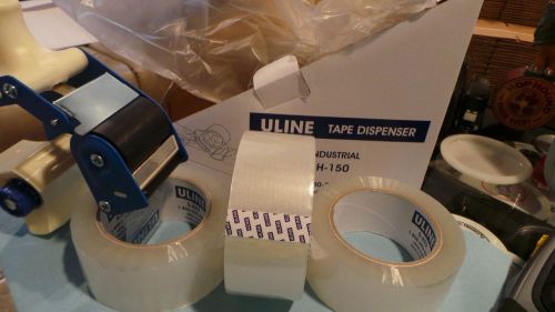 3 rolls 2&#034; x 110 yards clear 2 mil industrial packing tape s-423 tape dispenser for sale