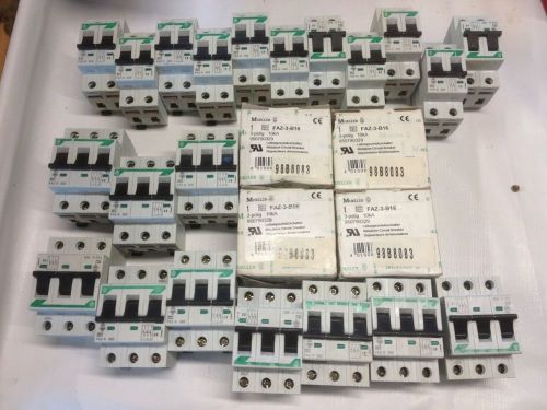 Lot Of 25 Moeller Circuit Breakers 2 &amp; 3 Pole 16, 20, 25 Amp DIN Rail