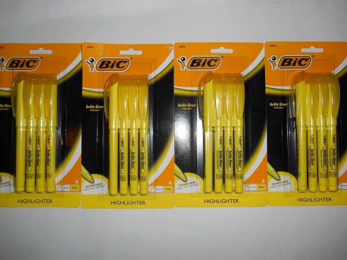 12 NEW Bic Brite Liner Highlighter Pen Chisel Tip Yellow Stationery Supplies