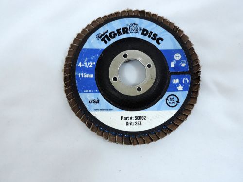 4-1/2&#034; 115mm Weiler Tiger Disc 50602 Grit 36Z Abrasive Flap Disc