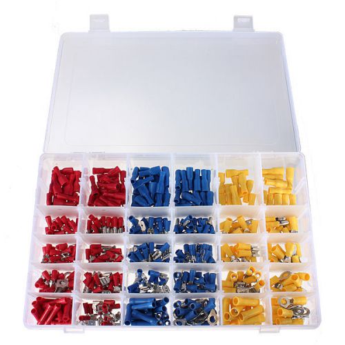 480pcs Insulated Terminals Electrical Connectors Ring Crimp Wire Bullet Ring Set