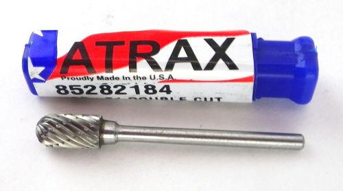 ATRAX SC-51 1/4&#034;Double Cut Cylindrical Ball Nose Carbide Bur Burr Made in USA J7