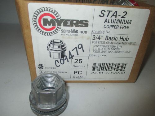 18 3/4&#034; myers sta-2 basic hub conduit fitting liquid tight insulated aluminum for sale