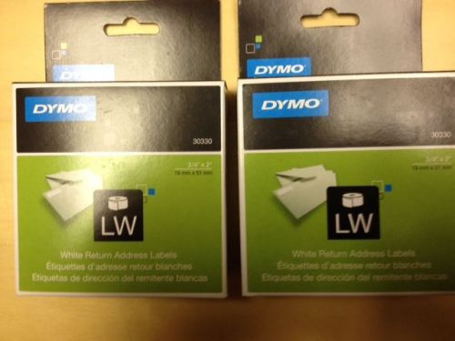 Dymo 30330 White Return Address Labels, 3/4&#034; x 2&#034;, 500/RL, White 2 ROLLS!