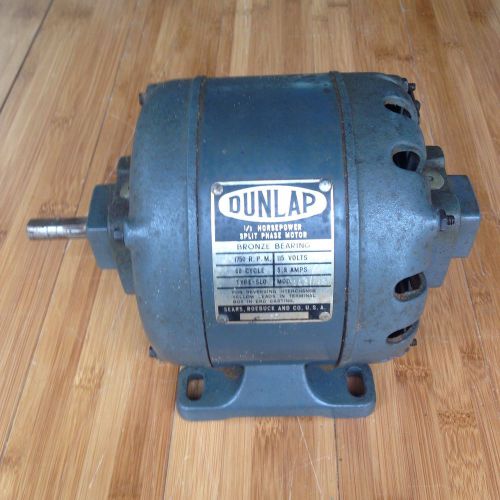 Vintage Dunlap 1/3hp Split Phase Electric Motor Bronze Bearing 115V