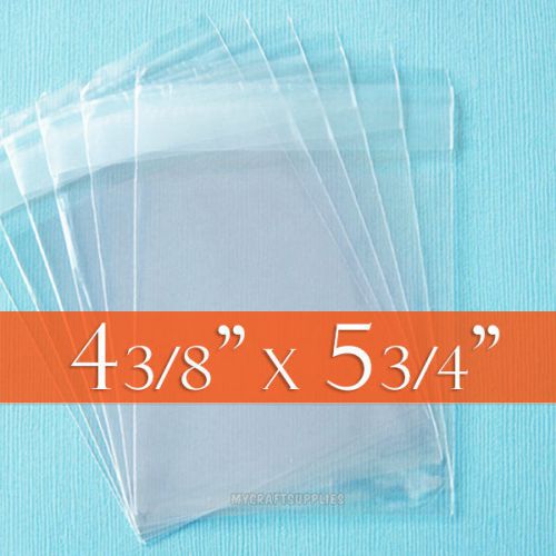 200 clear cello bags 4 3/8 x 5 3/4&#034; for a2 cards; adhesive on flap, resealable for sale