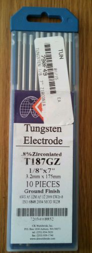 CK Worldwide TIG Tungsten Electrode 0.8% Zirconiated White 1/8&#034;x7&#034; 10PK