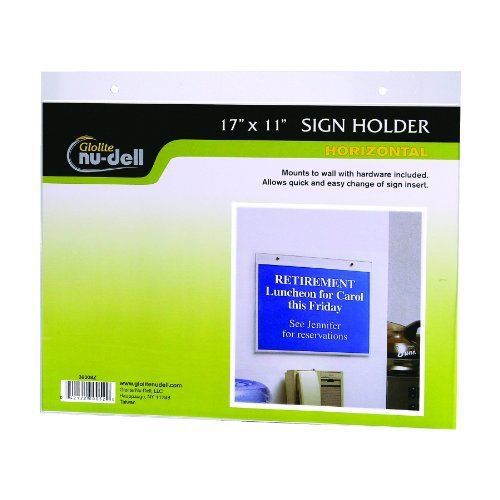 17&#034; x 11&#034; Horizontal Wall Mount Sign Holder, Clear