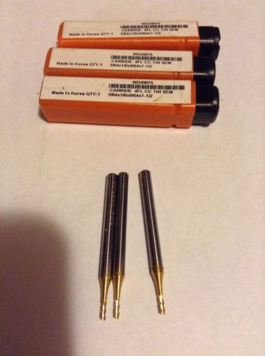 3/64&#034; X1/8&#034; Carbide End Mills &#034;lot Of 3&#034; &#034;new&#034;