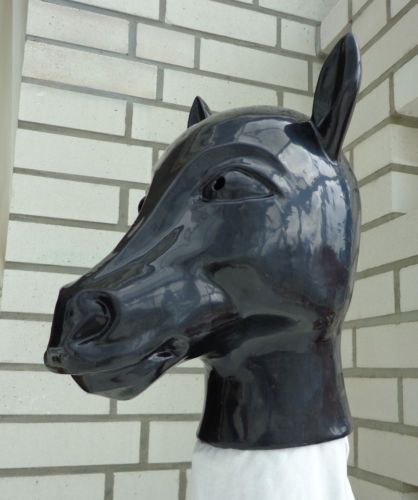 TOP studio heavy rubber latex mask rare gum HORSE pet play