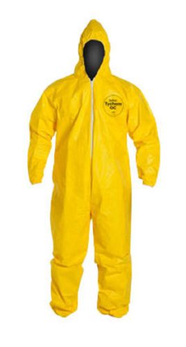 XLarge DUPONT Tychem Tyvek QC127S Yellow Coverall Chemical Hazmat Suit w/ Hood