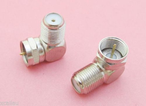 F Male Plug to F Female Jack Right Angle Coaxial Adapter Connector Nickel TV