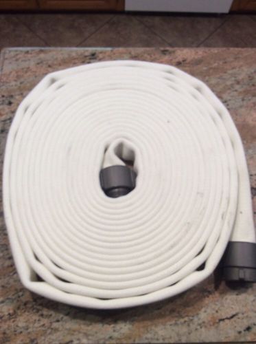 50ft section white superior fire hose firefight 1.75&#034; dia w/ 1.5&#034; nh fittings for sale