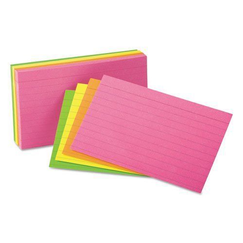 Universal Office Products 47237 Ruled Neon Glow Index Cards, 4 X 6, Assorted,