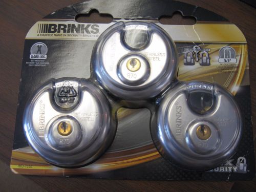 NEW BRINKS BRAND DISC STYLE PADLOCKS BRAND NEW IN PACKAGE OF 3