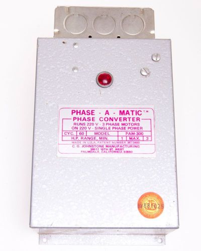 Phase-A-Matic Model PAM-300HD Phase Converter, Static, 1-3 HP