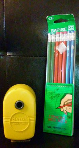 Vintage Yellow Berol Pencil Sharpener PLUS NIP Empire Berol Pencils Package of 7