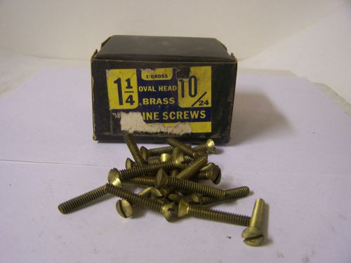 10-24 x 1 1/4&#034; oval head solid brass machine screw slotted made in usa qty. 140 for sale