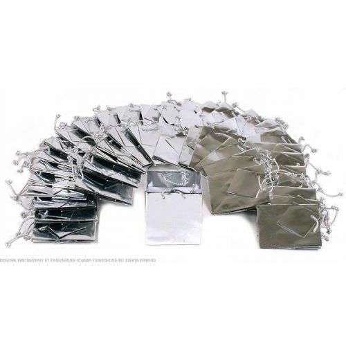 40 Metallic Silver Gift Bags 3&#034;