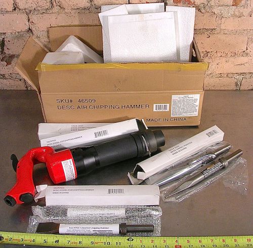 CENTRAL PNEUMATIC MODEL No. 46509, 3&#034; AIR CHIPPING HAMMER W/4 CHISELS - NEW