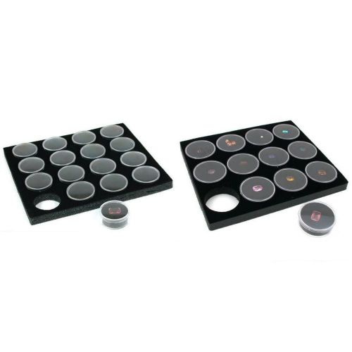 16 &amp; 12 Gem Jars Gemstone Jewelry Tray Insert Pads Showcase Display Kit 2 Pcs