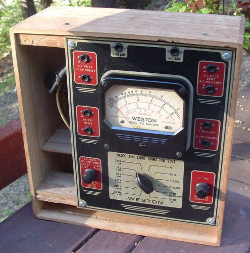 Antique WESTON ANALYZER Model 772 Volt Ohm Meter 30&#039;s Wood Case