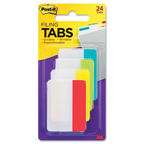 Post-it Durable File Tab - Write-on 24 / Pack Aqua- Lime- Yellow- Red