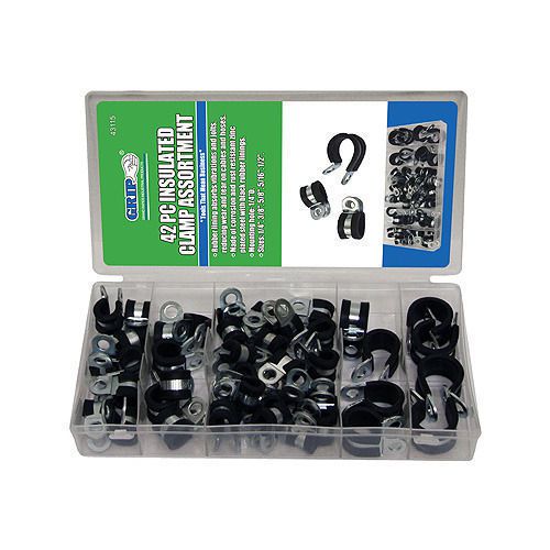 42pc GRIP Rubber Insulated Clamps Assortment Set 1/4&#034; 5/16&#034; 3/8&#034; 1/2&#034; 5/8&#034; 43115