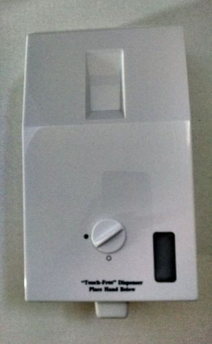 Touch-free automated soap dispenser white plastic battery operated wall mounted. for sale