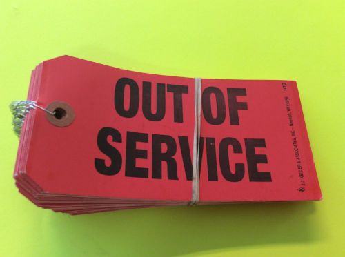 46pc  OUT OF SERVICE  bright RED tags with metal  ties