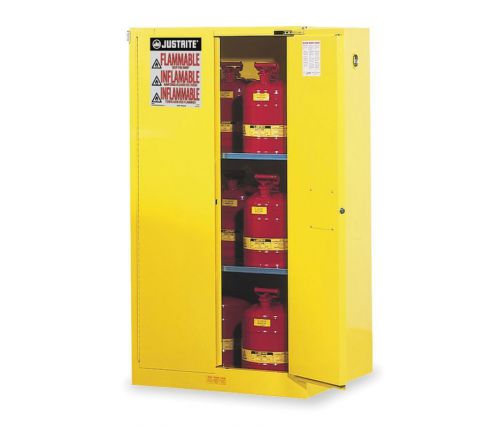 JUSTRITE Flammable Cabinet 60 Gallon, Yellow, 2 Shlvs, 65 x 34 x 34&#034;, 896020 /3/