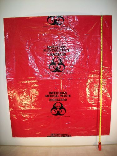 BIO HAZARD INFECTOUS WASTE/TRASH CAN BAG LINER 38&#034; X 45&#034; 1.5 MIL - 100 EACH