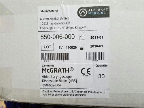 Aircraft Medical McGrath Video Laryngoscope Disp #db5 Blades 550-002-004 Lot 30