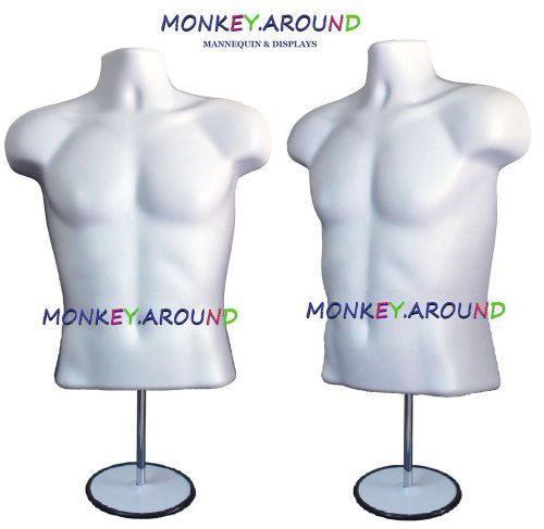 Premium mannequin male torso white form 1 stand +1 hanger - men clothing display for sale