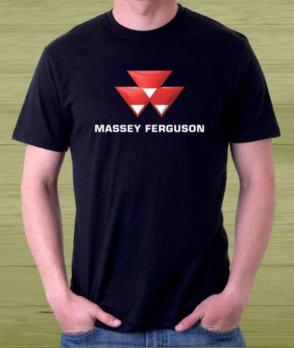 New !!! Massey Ferguson Tractors Farm Logo Men&#039;s Black T Shirt Size S to 3XL
